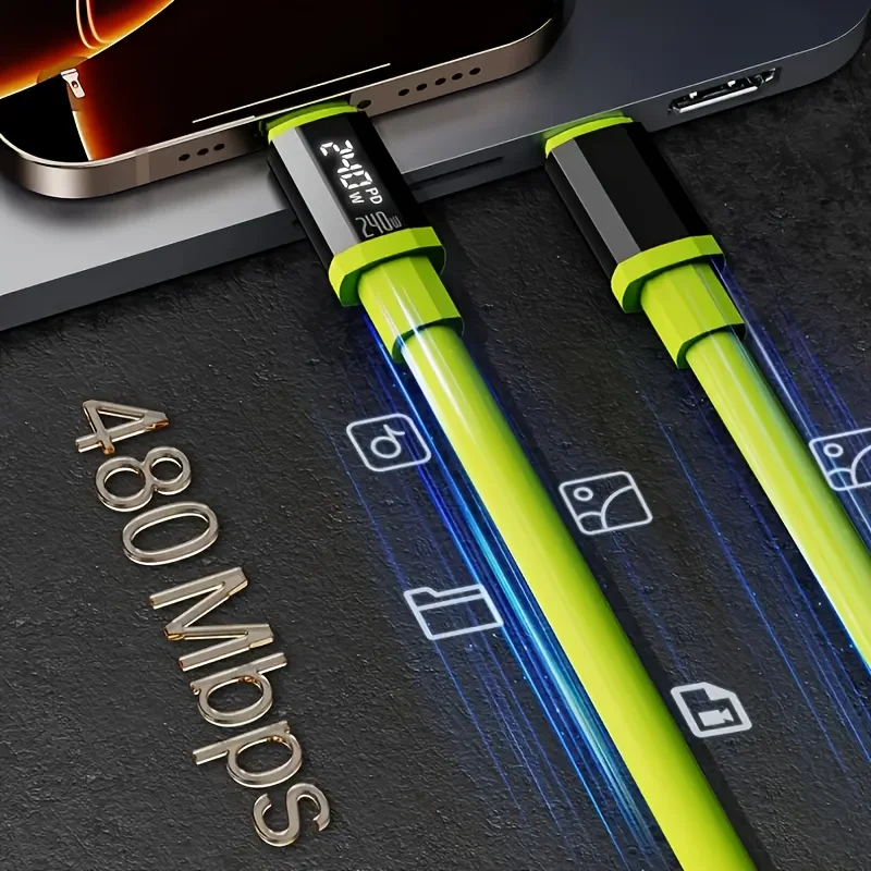 XNI PD240W Super Fast Charging Data Cable Suitable For UCB-C 2025 New High-definition Intelligent LED Digital Display Silicone Charging Cable