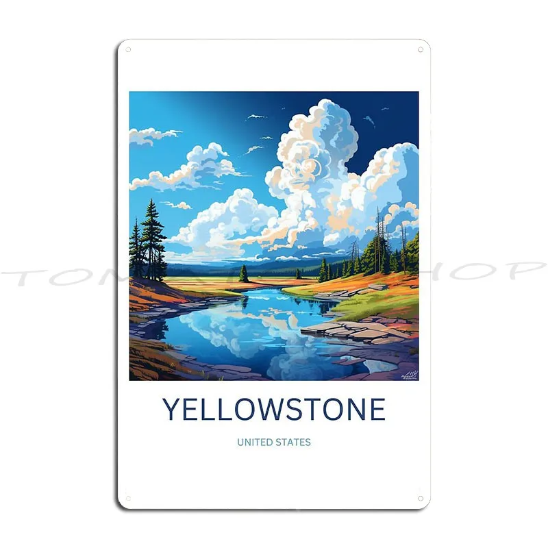 Yellowstone United States Metal Signs Wall Mural Bar Rusty Wall Decor Designs Tin Sign Poster