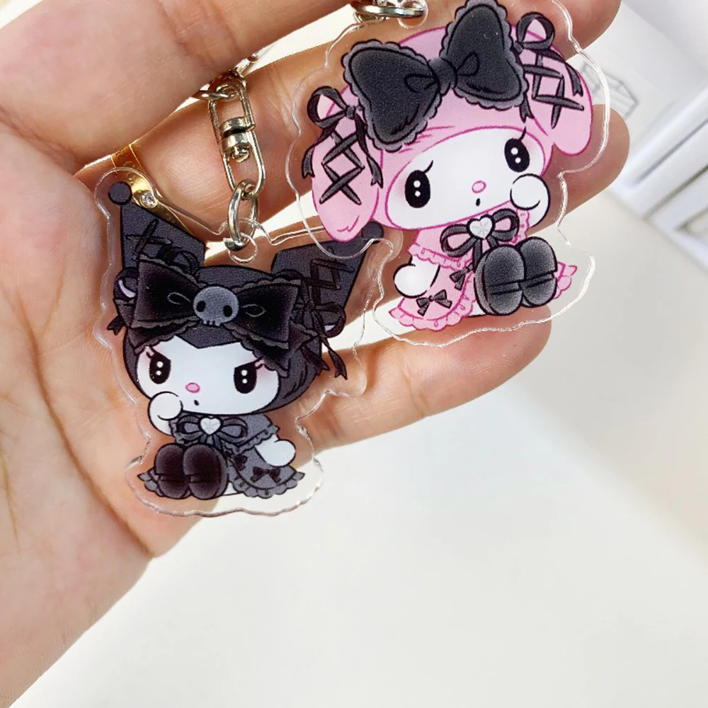 Sanrio Kawaii Kuromis Melodys Gothic Dark Style Keychain Accessories Couple Cartoon Acrylic Pendant Backpack Decoration Kdis Toy image 3