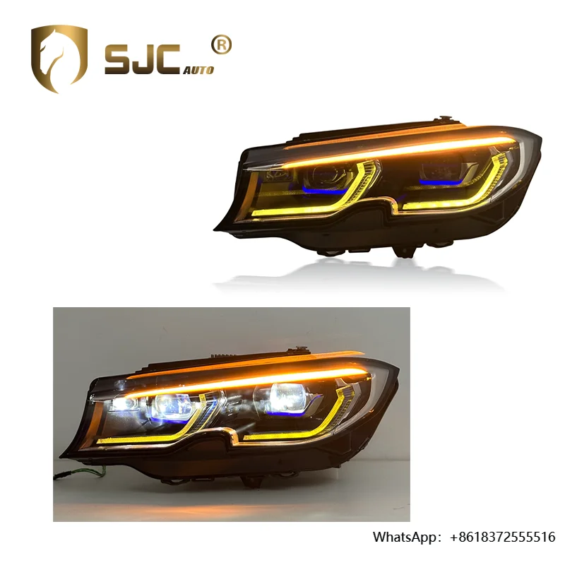 

SJC Car Auto Headlight Assembly 18-22 for 3 Series G20 Laser Headlight Yellow DRL Module LED Daytime Running Lights