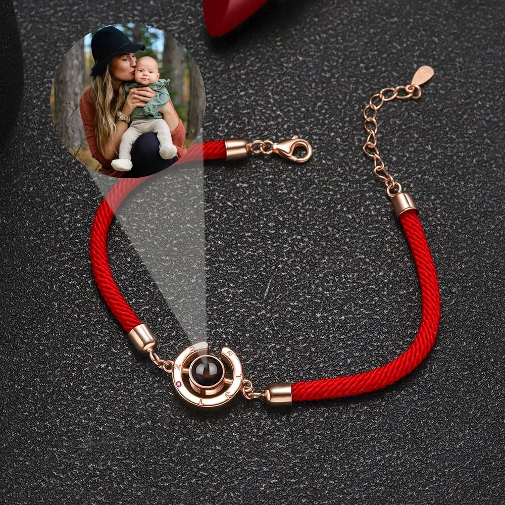 925 Silver Personalized Photo Bracelets Custom Projection Photo Bracelet for Women Mom Girl Friend Couple Jewelry Birthday Gift