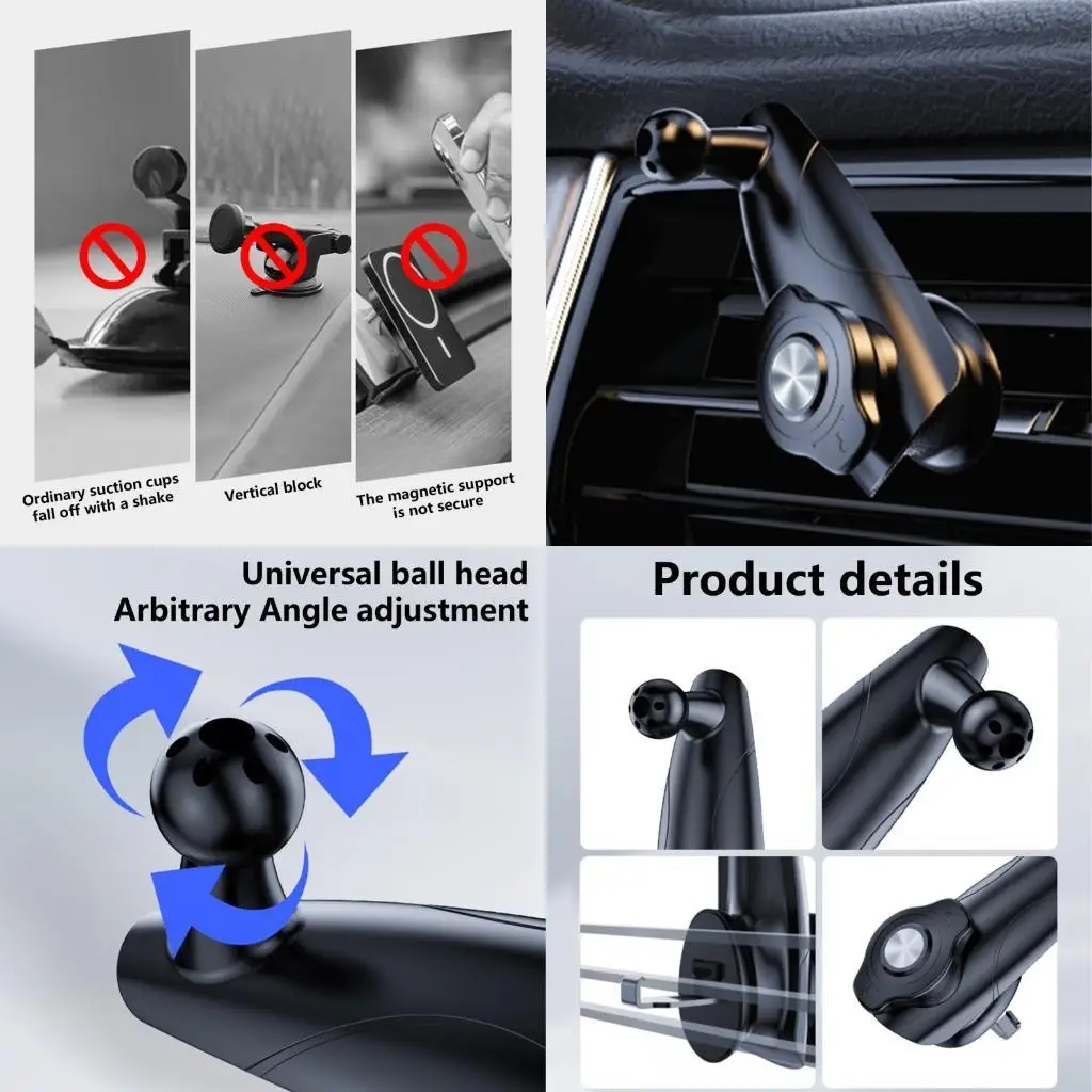 

96GE Secure Car Phone Stand Holder with 360 Viewing for All Mobile Devices
