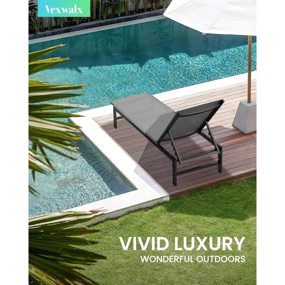 كراسي استرخاء من الألومنيوم ذات 5 أوضاع للاسترخاء في حمام السباحة في الهواء الطلق، وأثاث الفناء الخلفي #2