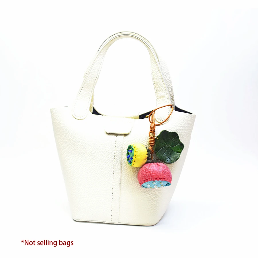 Lotus Flower Bag Charm Keychain Creative Vintage Decorative Bag Pendant Best Friend Gift Artistic Chinese Style Accessory