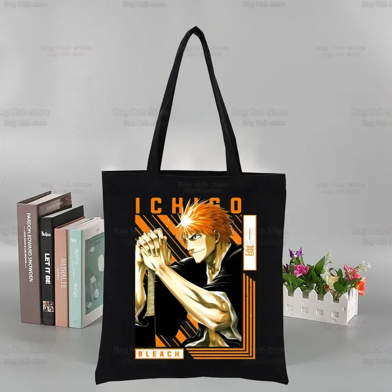 Bleach Kurosaki Ichigo Canvas Tote Bag Handbags Eco Reusable Cloth Zaraki Kenpachi Shopping Bag Student Book Bags Ladies Bag