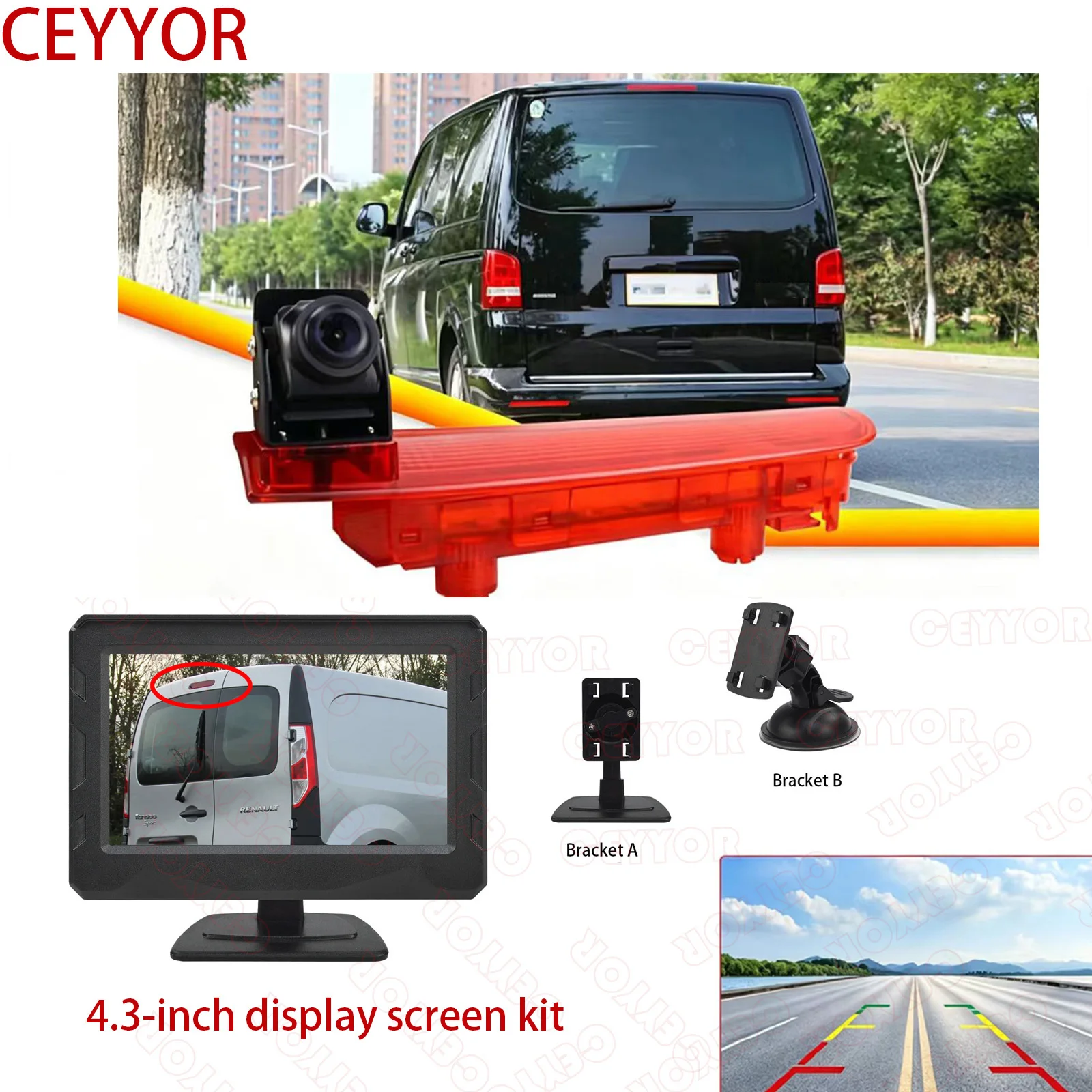 Special brake light reversing camera monitoring kit Applicable to VW Transporter T5 & T6(2010-Onwards)Car rearview camera