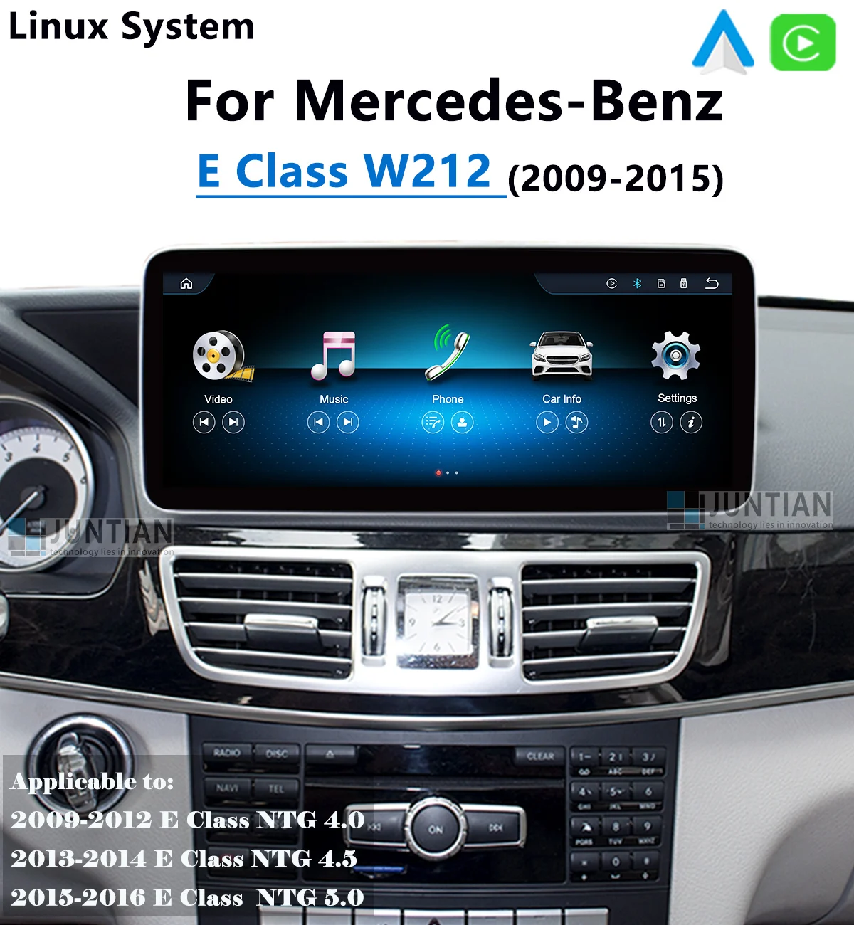 Linux System For Mercedes Benz W212 S212 C212 2008-2016 Wireless CarPlay Android Auto Hicar Ariplay Car Radio IPS Screen