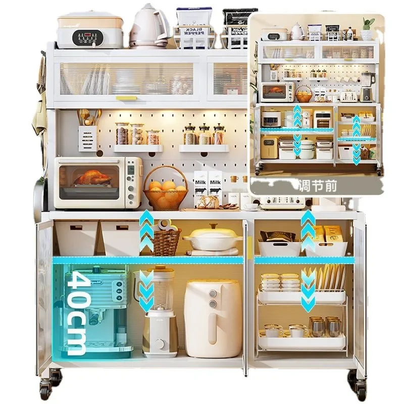 Kitchen storage rack Floor-to-ceiling locker Adjustable snack storage rack Microwave oven tableware storage cabinet