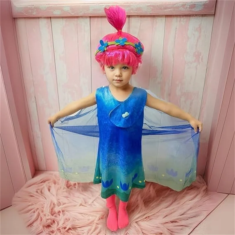 Костюм для косплея с маком для девочек, платье, летний Хэллоуин, детский кружевной плащ с маком, платье принцессы, маскировочное вечерние платье-туника + парик + носки