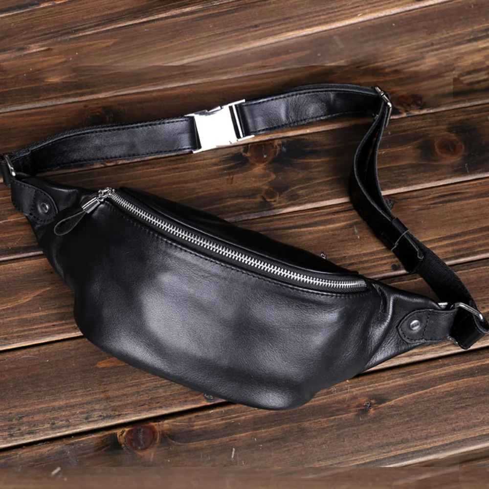 

Breast Bag Men's Leather Running Casual Mobile Phone Fanny Pack Sports Outdoor First Layer Cowhide Shoulder Messengerfashionable