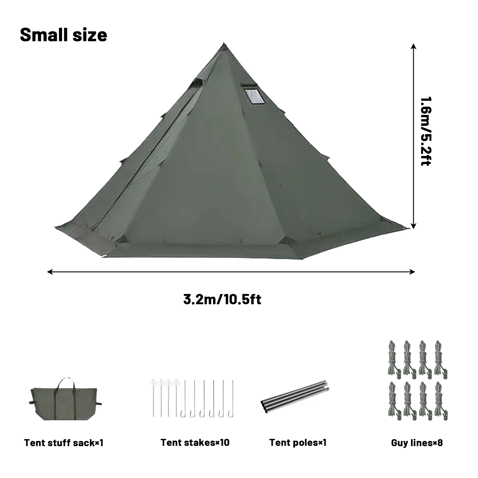 PAKICETUS Hot Tent mit Schornsteinöffnung und Schneeschutz, 5,24ft~7,21ft Stehraum, für 2-4 Personen, 4-Jahreszeiten-Rucksackzelt, Tipi-Zelt – Detail 18