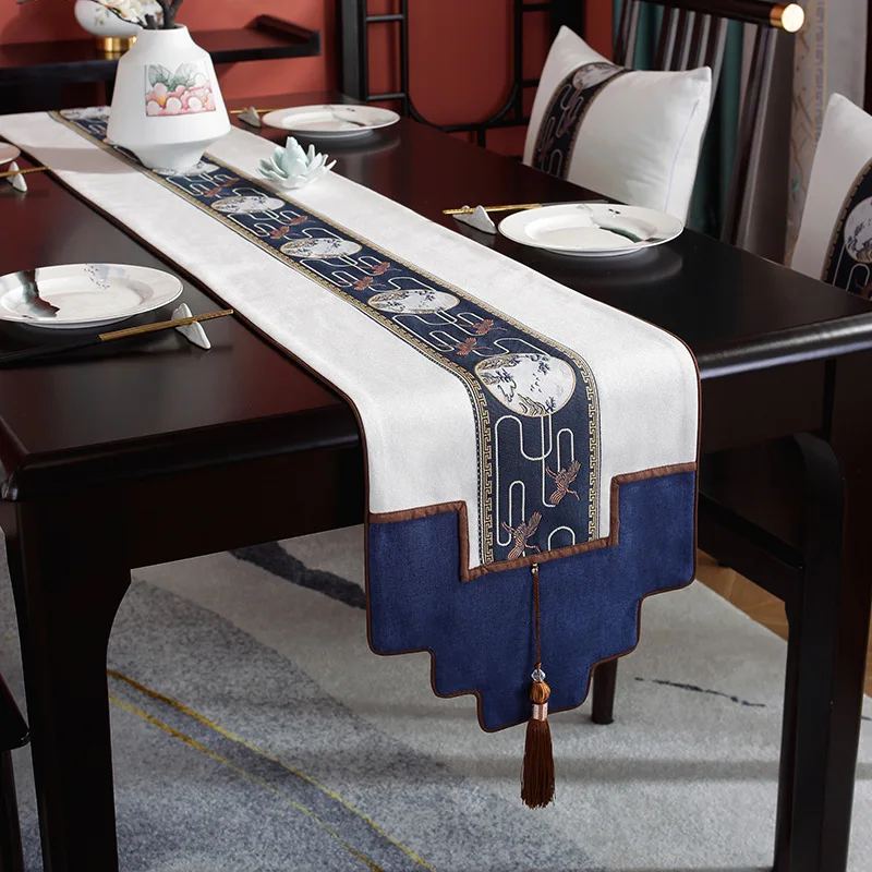 

Chinese Style Table Runner Luxury Cotton Linen Embroidery Table Runner Decorative Dinning Table Flag Waterproof Home Decor