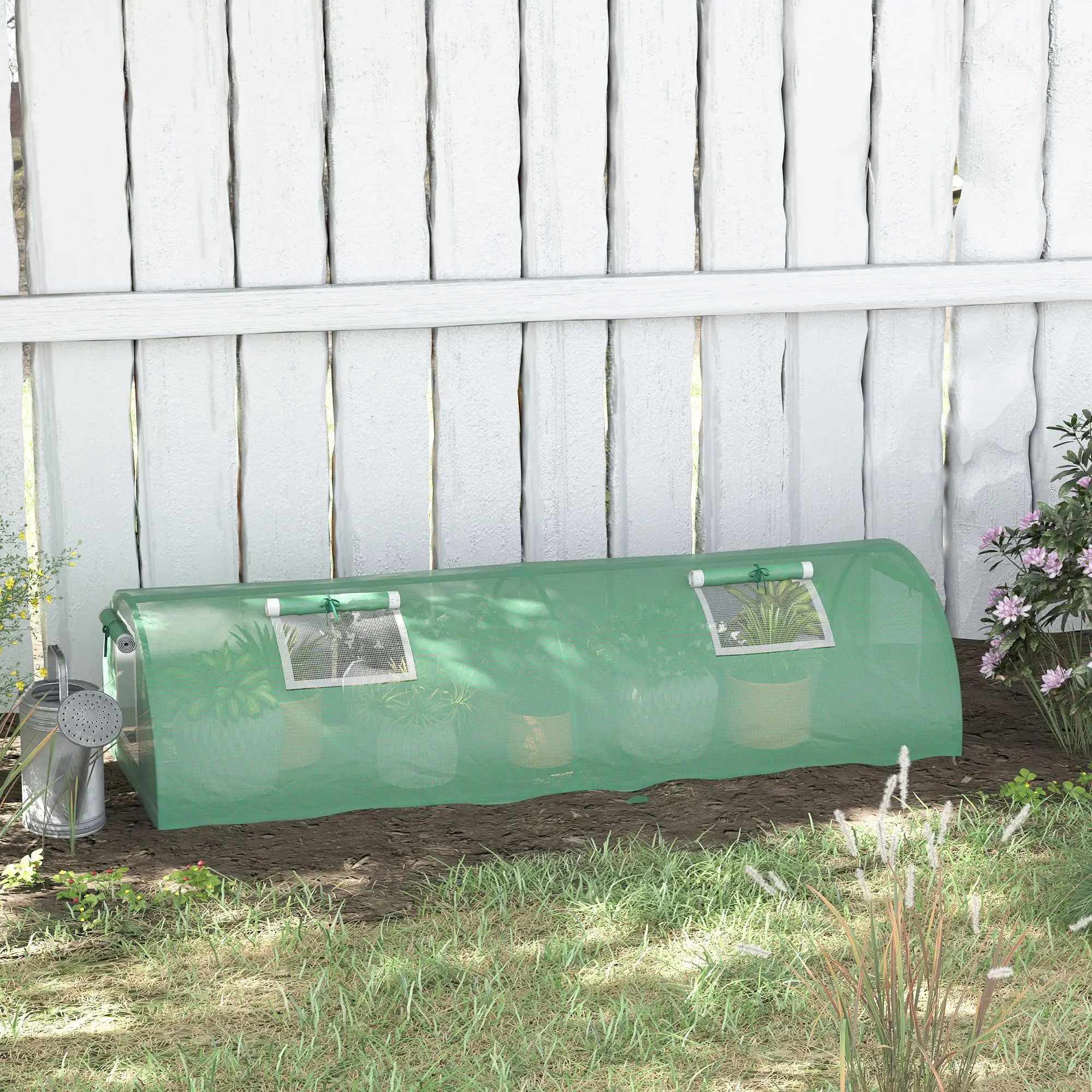 Outsunny Mini Túnel invernadero marco frío con protección UV para jardín, terraza Verde