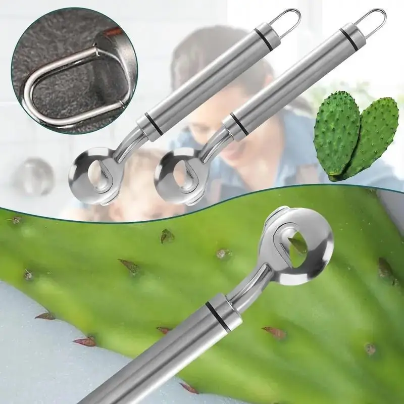 3 Pcs Stainless Steel Nopales Peeler, Manual Nopal Cactus Peeling Tool, Labor-Saving Vegetable Skin Remover, Practical Kitchen Gadget for Nopales & Fruit Preparation