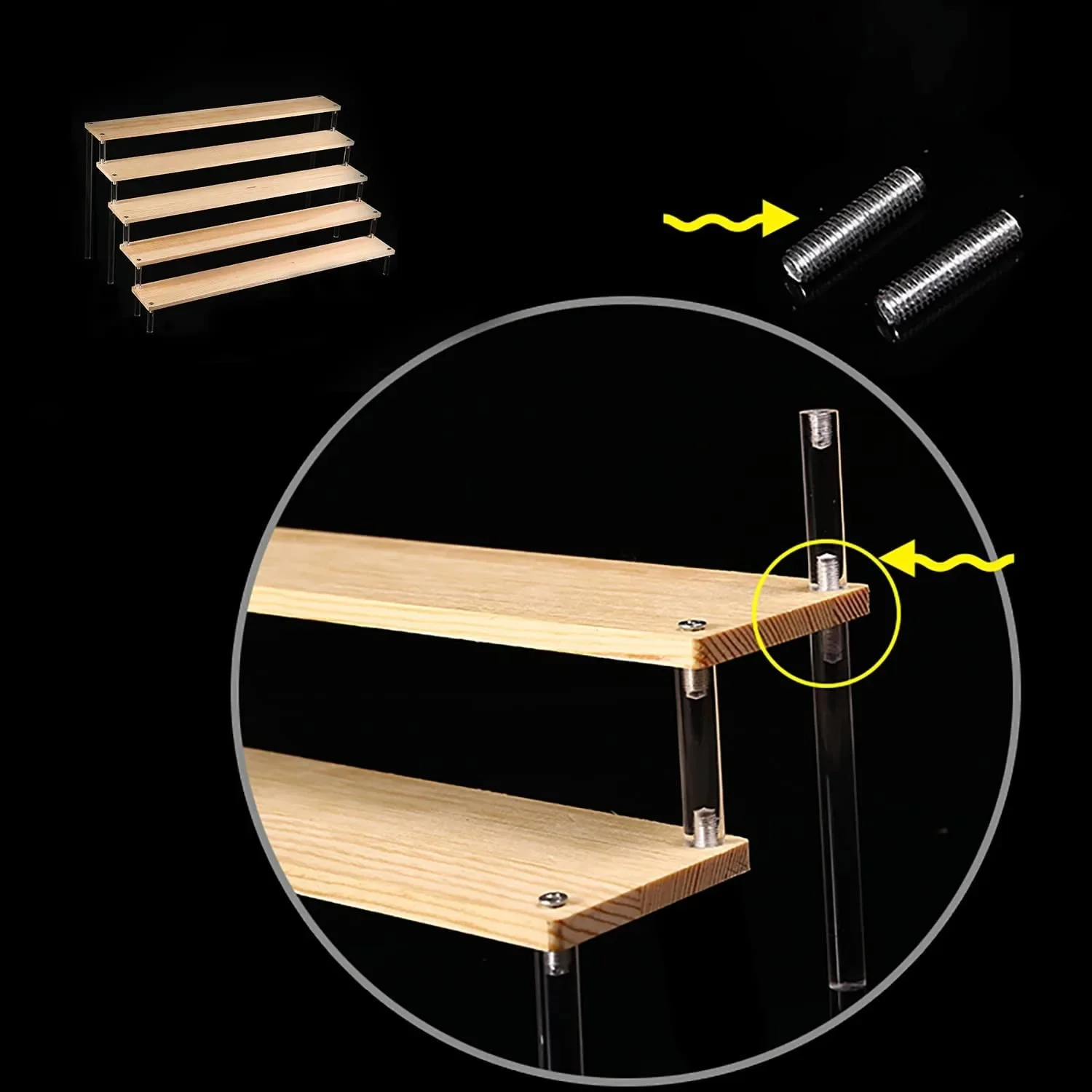 Acrylic Display Wood Riser Rack Perfume Shelf Makeup Storage and Action Figure Holder Car Model Cupcake Stand Storage Holders