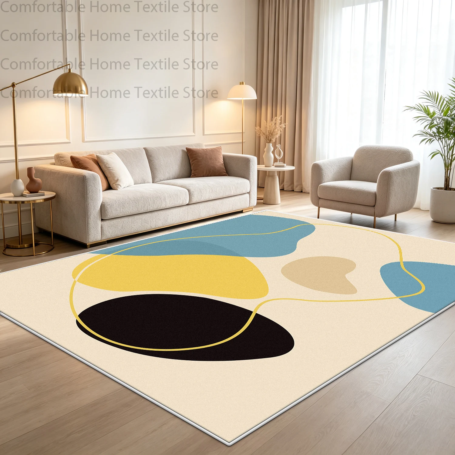 Cute Fresh Style Soft Living Room Carpet Cover Color Block Decoration Home Bedroom Lounge Rugs Antiskid Soft Plush Floor Mat