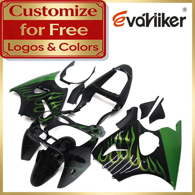 

Custom ABS Fairing For Kawasaki ZX6R 2000 2001 green flames ZX636 00-01 Motorcycle Fairing Injection Mold Custom Color