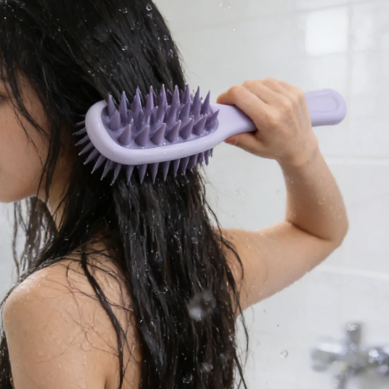 

Двусторонняя расческа с зубцами для мытья волос, с длинной ручкой, массажная, для домашнего использования, для очистки кожи головы, щетка для мытья волос