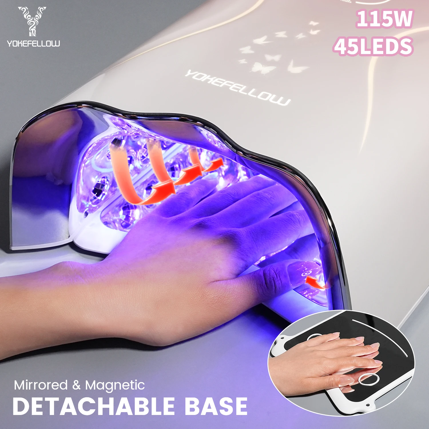 YOKEFELLOW 115W Nail Lamp 5200mAh Rechargeable LED UV Nail Light Professional Cordless Nail Dryer Switchable Display EA901 PRO