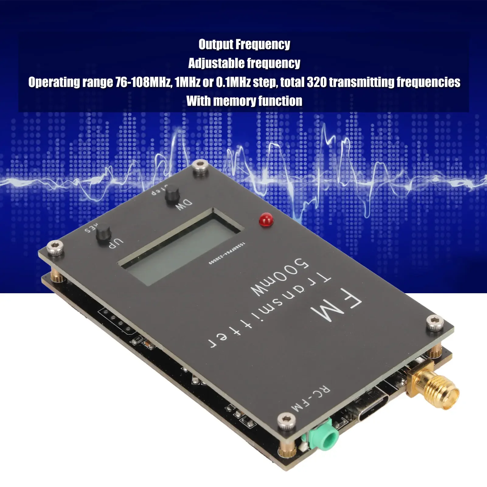 Émetteur FM numérique stéréo avec écran LCD mort réglable, radio FM, 2000m, 0.5W, 500mW, 76-108MHz