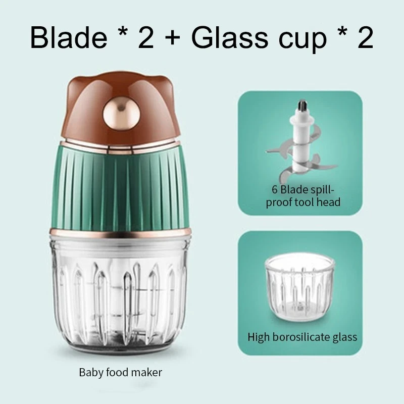 Household Food Dispenser Portable Food Kneading Machine Small Multifunctional Stirring and Meat Grinder