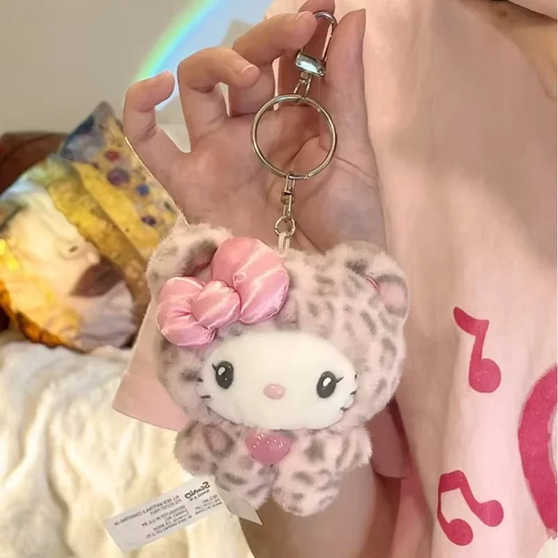 Leopard Print Teddy Bear Plush Toy Cute Bag Charm Keychain Decor Soft Stuffed Animal Doll Gift For Women Girls Kawaii view 3