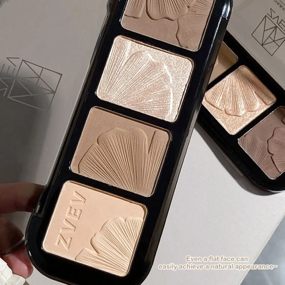 لوحة كونتور 4 في 1 للارتداء طوال اليوم، تغطية غير لامعة، منحوتات كنتوري، مسحوق تظليل، هايلايتر، شحذ برونزي #4