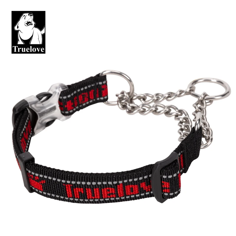 Truelove Hunde halsband p-Kette Outdoor Nylon hochwertige Edelstahl kette verstellbar reflektierend für große Hunde training tlc5372