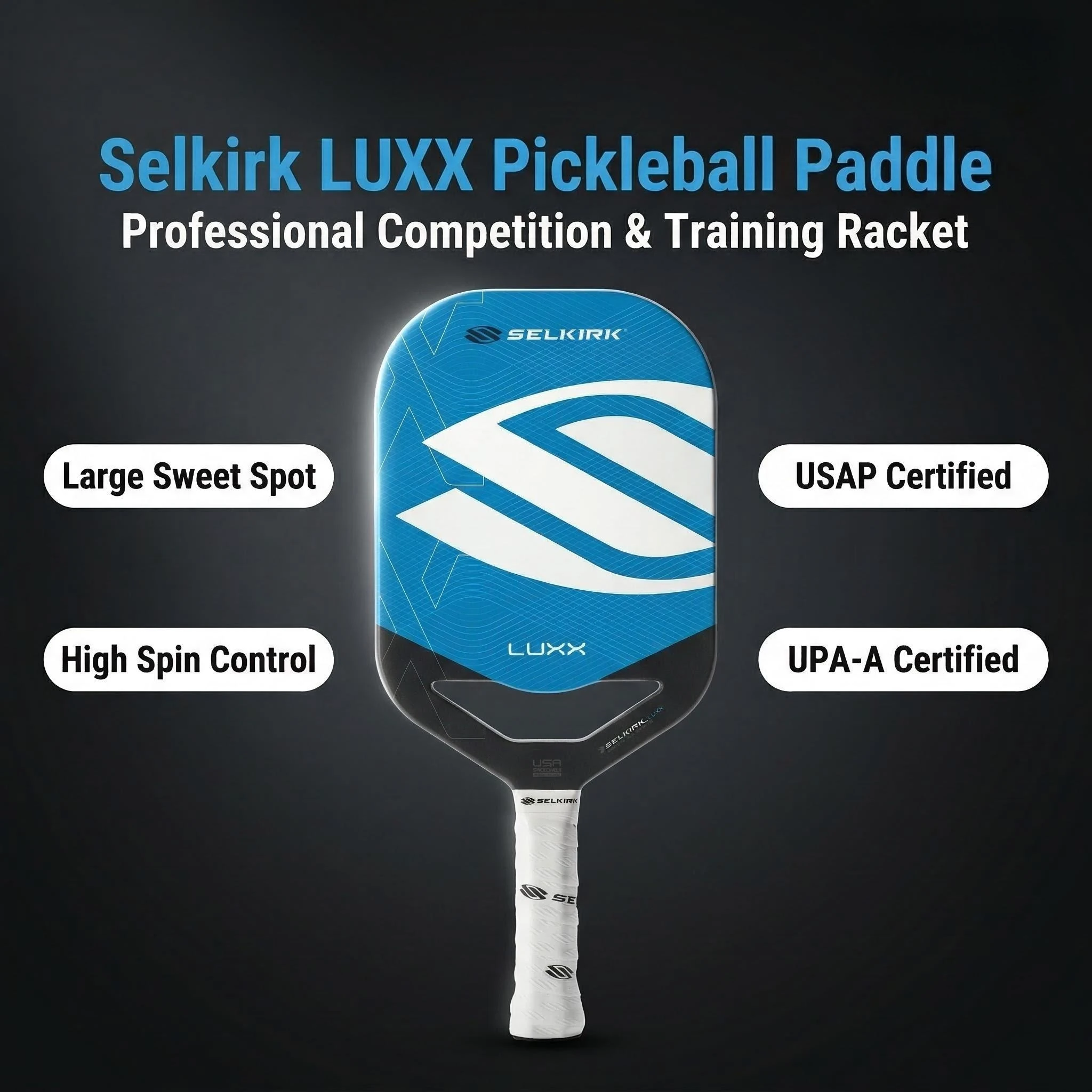 

Ракетка для пиклбола Selkirk LUXX X7 из углеродного волокна с толстым сотовым сердечником, обеспечивающая высокий контроль вращения и мощность, профессиональная соревновательная ракетка