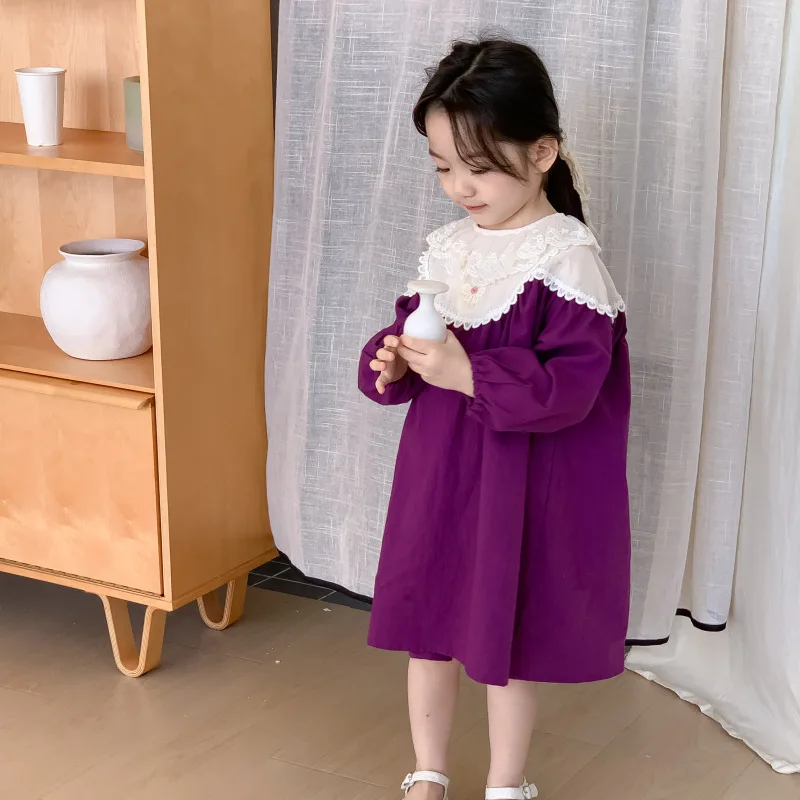 Korean Girls' Dress Spring and Autumn New Style Baby Palace Style Children's Fashionable Lace Princess Dress