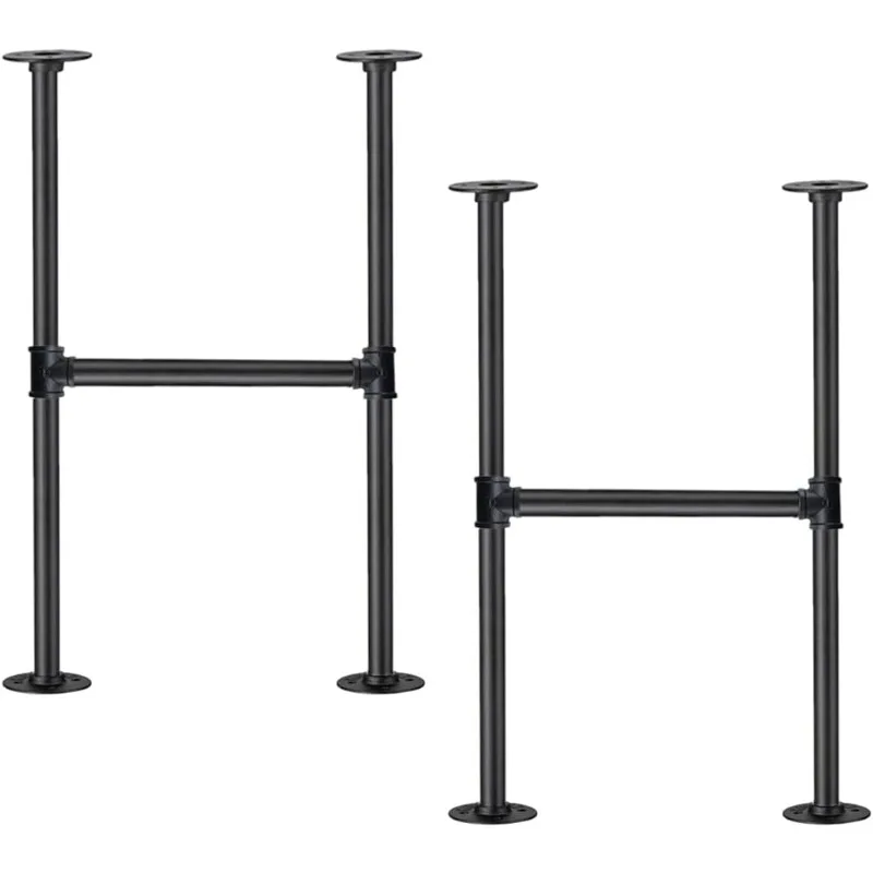 

Industrial Pipe Table Leg Set,Metal Legs for Coffee and End Tables, Desks, Nightstand,2Pcs, 28" H × 14" W(Black)