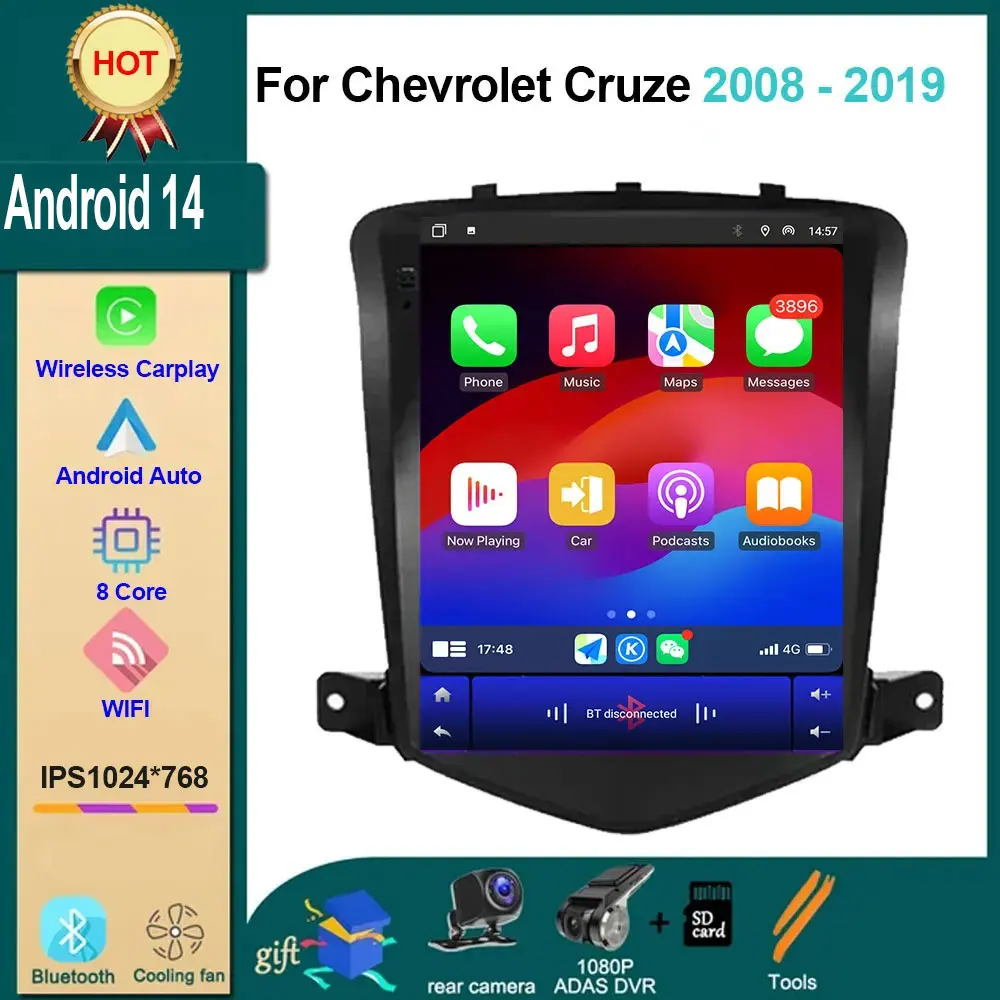 

9.7“ Android 14 For Chevrolet Cruze 2008 - 2019 screen Car Radio Multimedia Player Navigation GPS No 2din