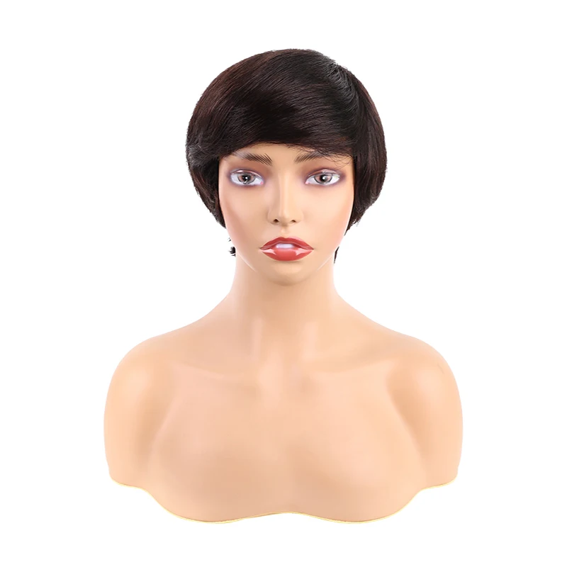 Perruques Pixie Cut pour femmes, perruques de cheveux humains, perruque courte en couches, perruque Pixie, densité 150%, 6 po, 1B