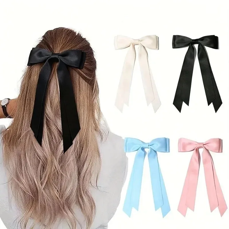 4PCS Elegant Sweet Style Double-Layer Ribbon Bow Hair Clip - Ballet-Inspired Hair Accessory for Women