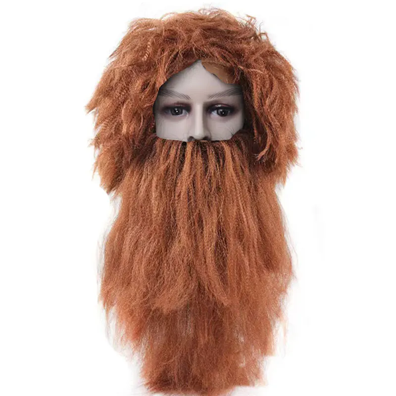 COS Halloween Wig Show Dress Up Aboriginal Wig Savage Wig Headgear بالإضافة إلى مجموعة اللحية
