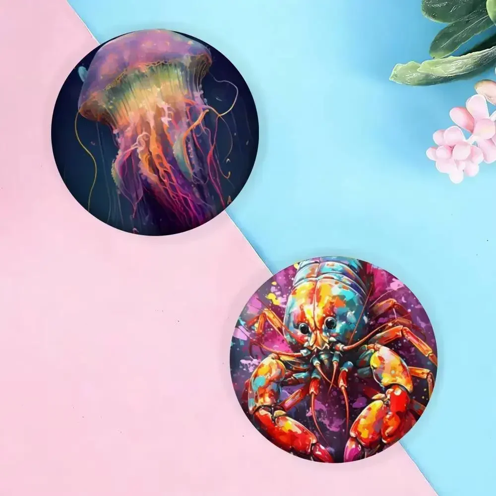 Colorful Ocean Wild Life Shark Seahorse Octopus Turtle Badges 25 32 44 58 75 Mm Round  Pin Bag Decor Fans Collect Friends Brooch view 5