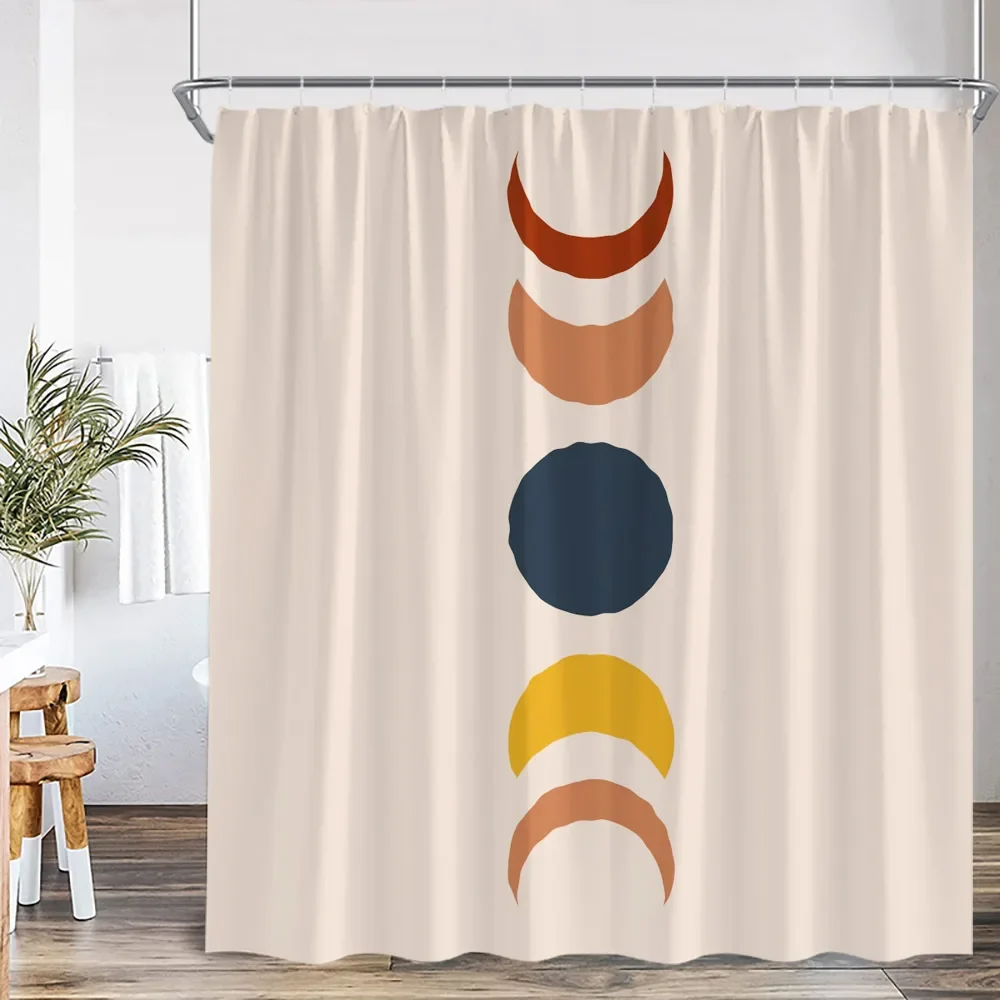 Mid Century Abstract Shower Curtain Leaf Curve Simple Line Nordic Modern Bathroom Decor Polyester Fabric Bath Curtain with Hook