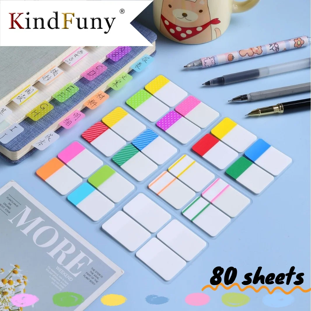

80 Pages waterproof Frosted Simple Pure White Index Stickers Transparent Label Stickers DIY Sticky Notes Office School Supplies