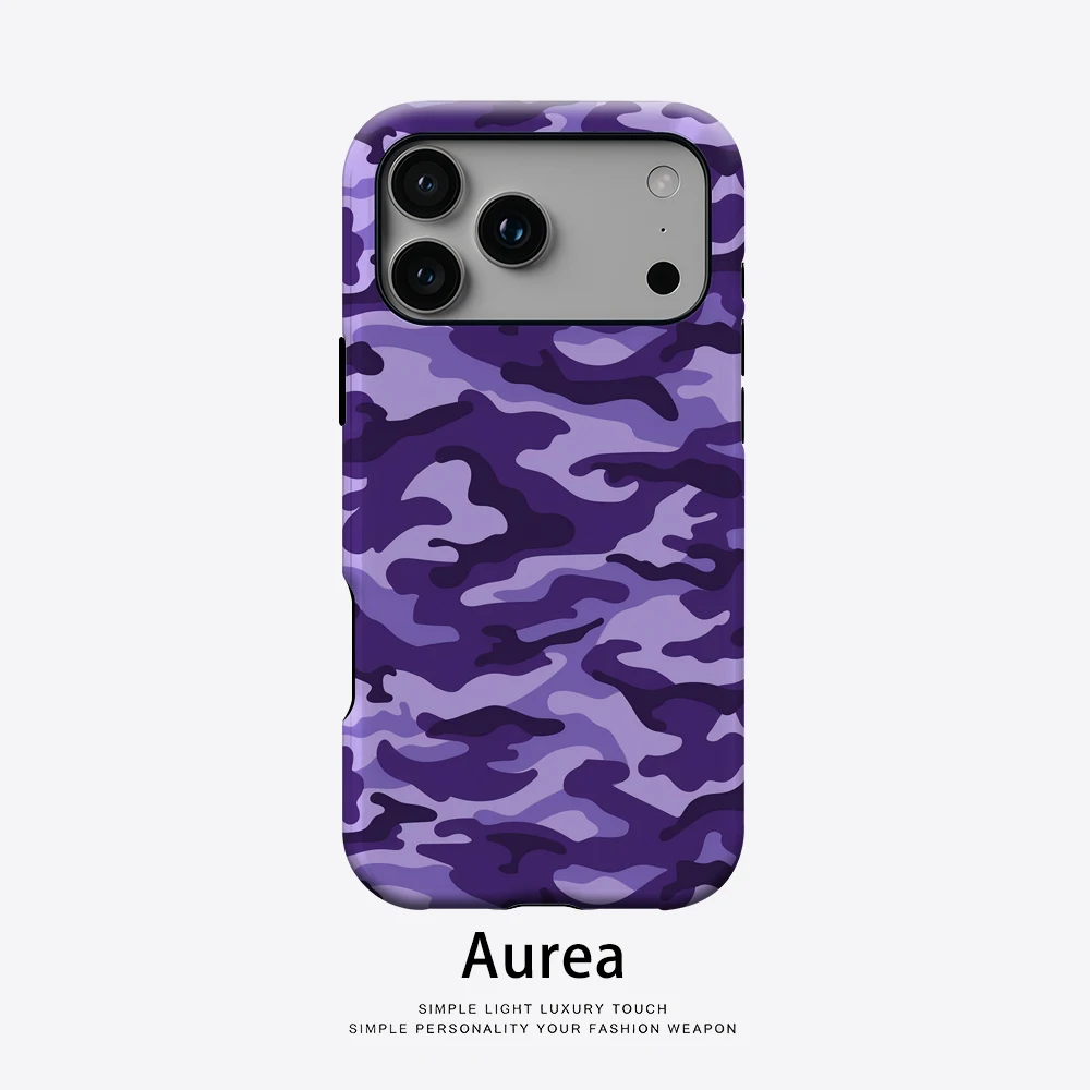 Violette Camo-Handyhülle für magnetische Handyhülle für IPhone 17 16 15 14 13 Pro Max Plus, einzelne doppelschichtige robuste Hülle