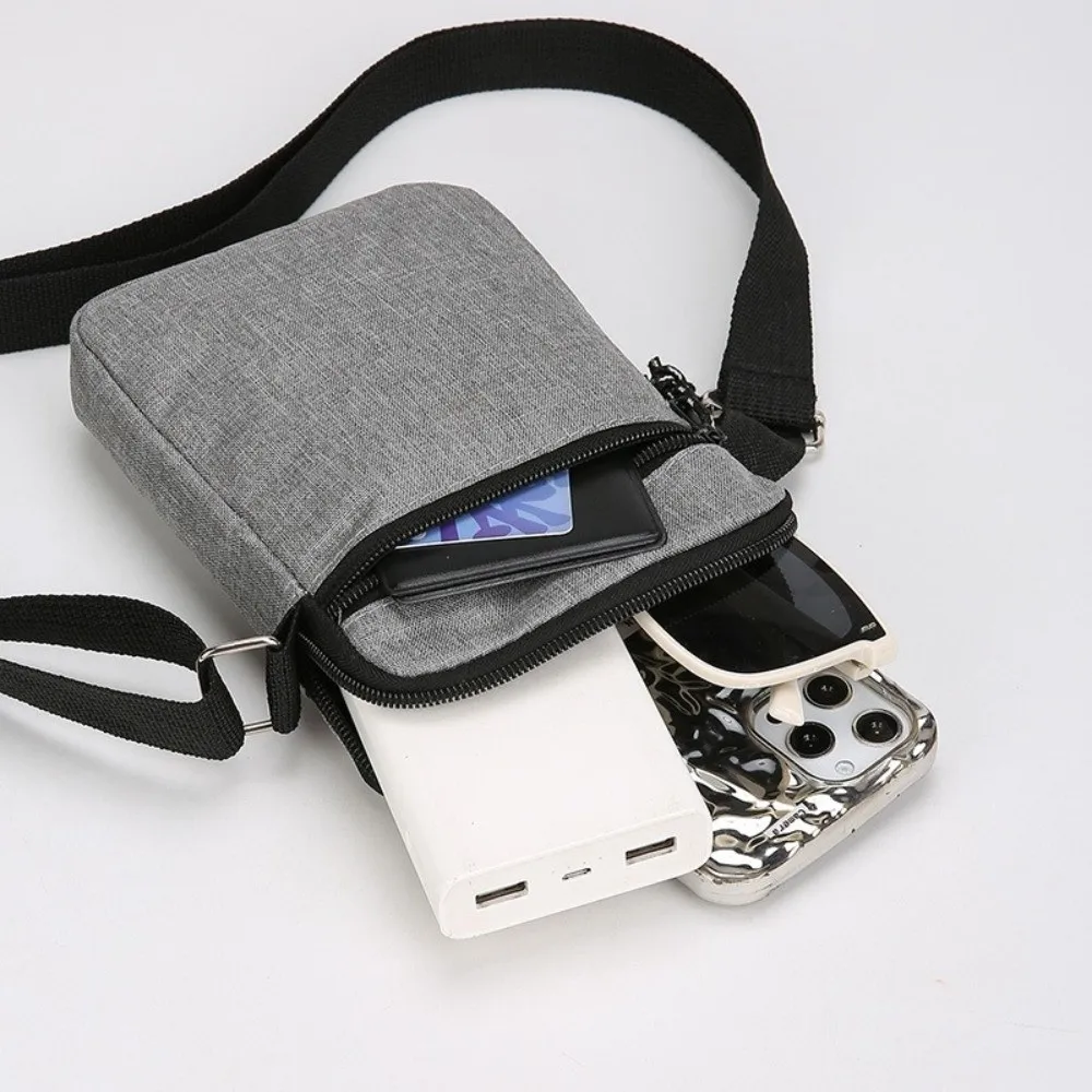 

Casual Oxford Cloth Shoulder Bag Adjustable Solid Color Crossbody Bag Multiple Compartments Mobile Phone Bag for Men