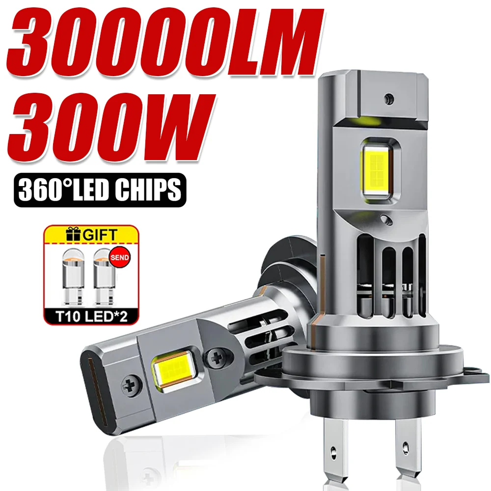 

H7 LED Car Headlight Bulb Canbus 300W 30000LM 1: 1 Size Light for Car Turbo LED Mini HeadLamp Size Wireless with Fan 6000K 12V