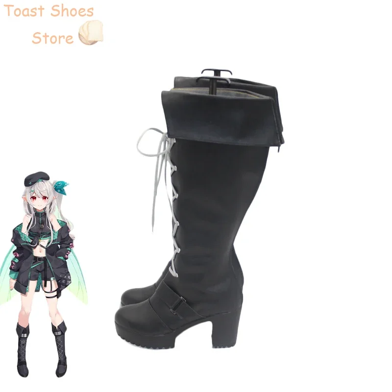 Pomu Rainpuff Cosplay Shoes Halloween Carnival Boots Vtuber Cosplay Props PU Leather Shoes  Costume Prop