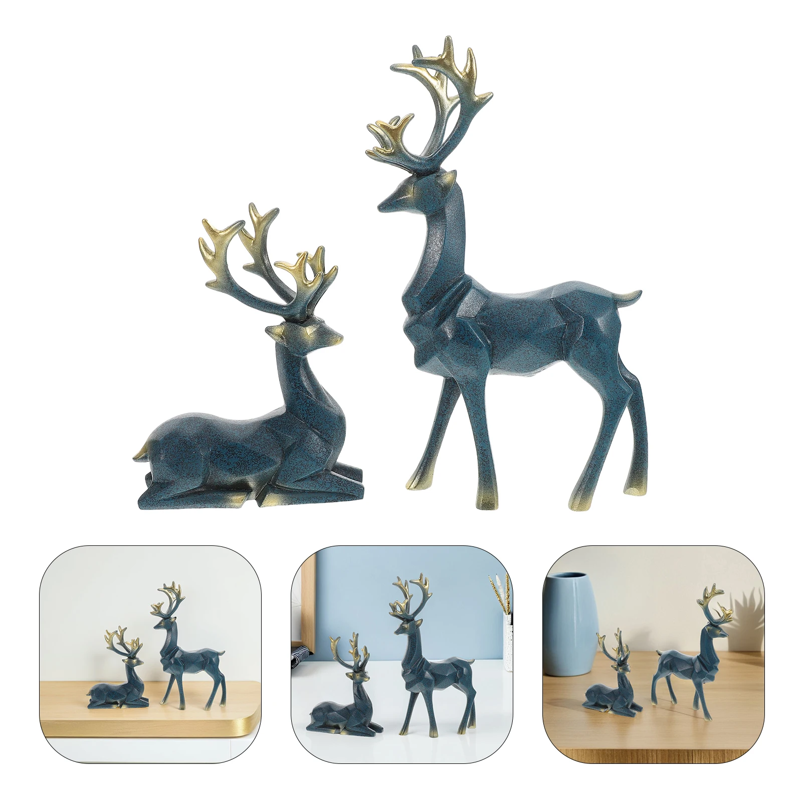 

2pcs Reindeer Statue Nordic Style Resin Deer Home Decor Living Room Office Small Elk Ornament Xmas Decoration Modern Design