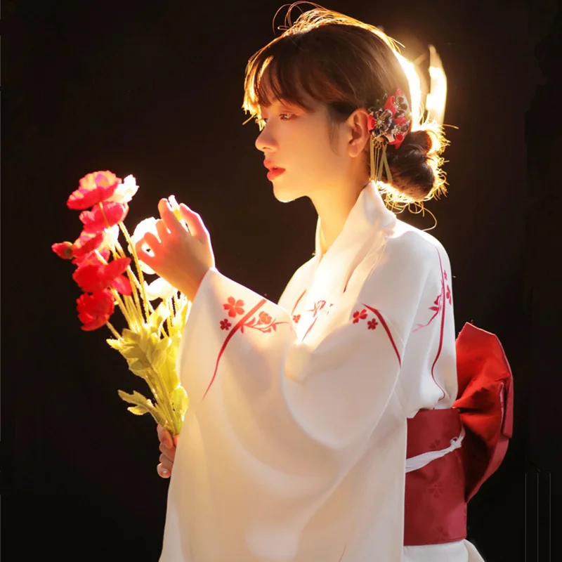 

Sakura Girl Kimono Dress Japanese Style Yukata Bathrobe Women Haori Japan Uniform Cosplay Photography Costume Party Short Gown