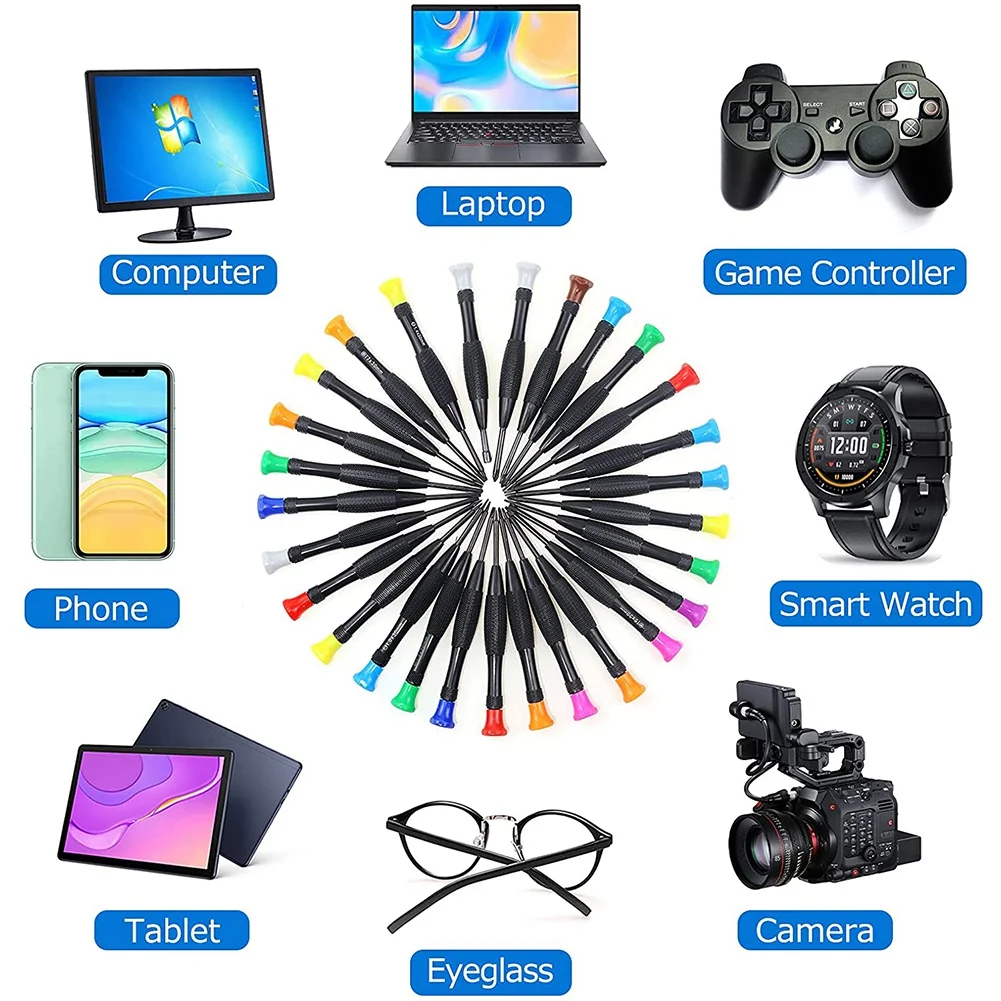 Kit de chave de fenda torx 30 em 1, conjunto de chave de fenda de precisão magnética com mini chaves de fenda phillips de cabeça chata, pinças esd