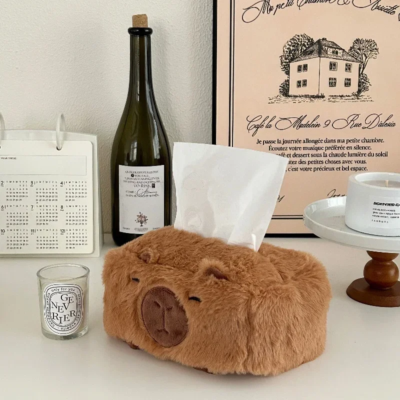 Cute Capybara Tissue Box Creative Plush Animal Storage Box Home Desktop Storage Car Tissue Boxes Table Decor Wholesales 2025 New