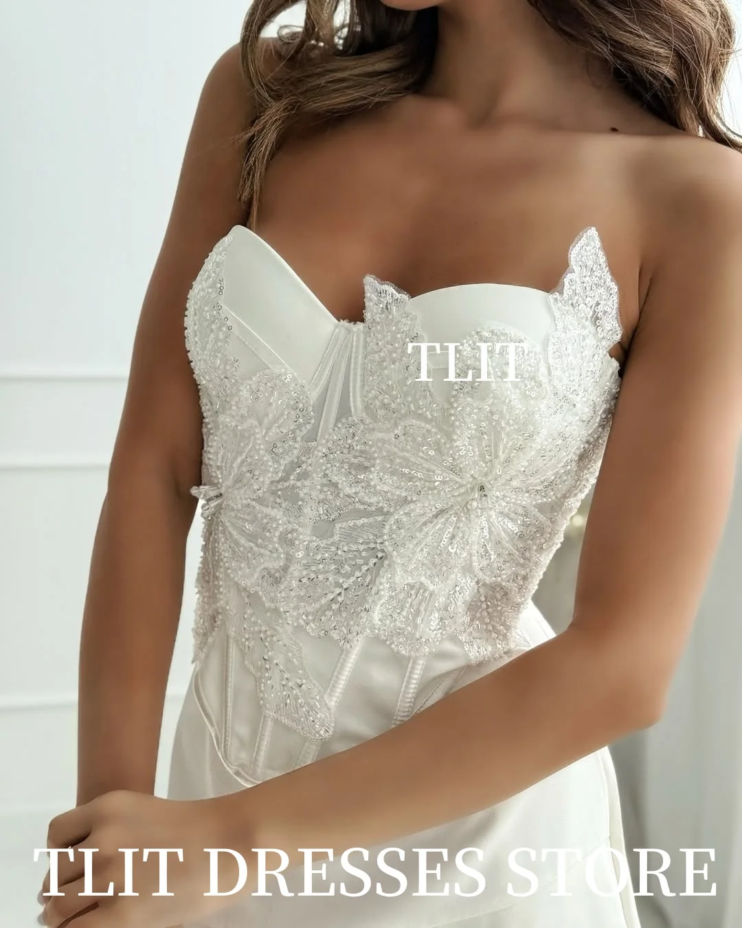 Eleganckie, krótkie suknie wieczorowe w stylu syreny z jedwabnej satyny i koronki, z dekoltem w serduszko, zdobione cekinami, suknie balowe, cekinowe, szyte na miarę, formalne sukienki na przyjęcia.