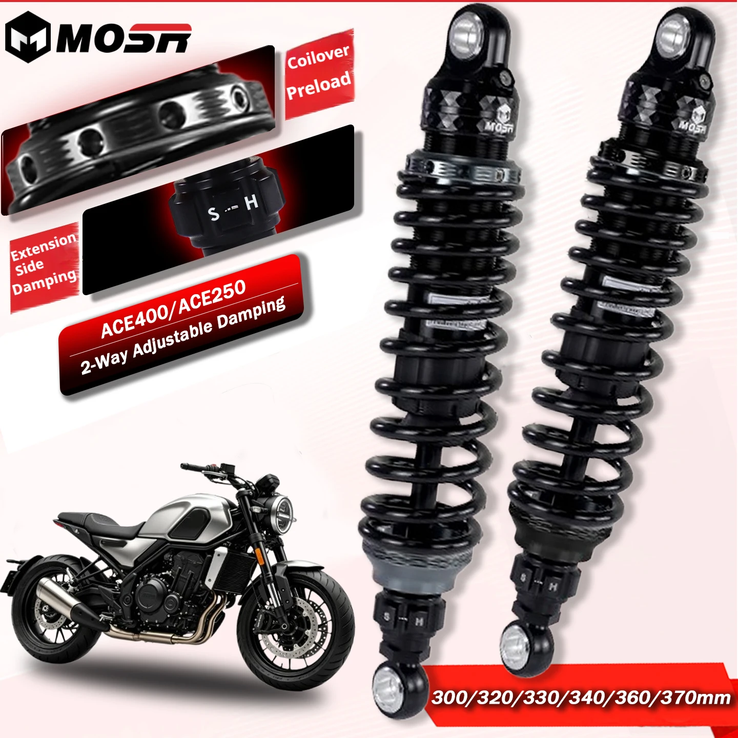 

JSMT FOR CCM Ace400 Ace250 300/320/330/340/360/370MM Dual Adjust Shock Absorber Preload Rebound Suspension Parts
