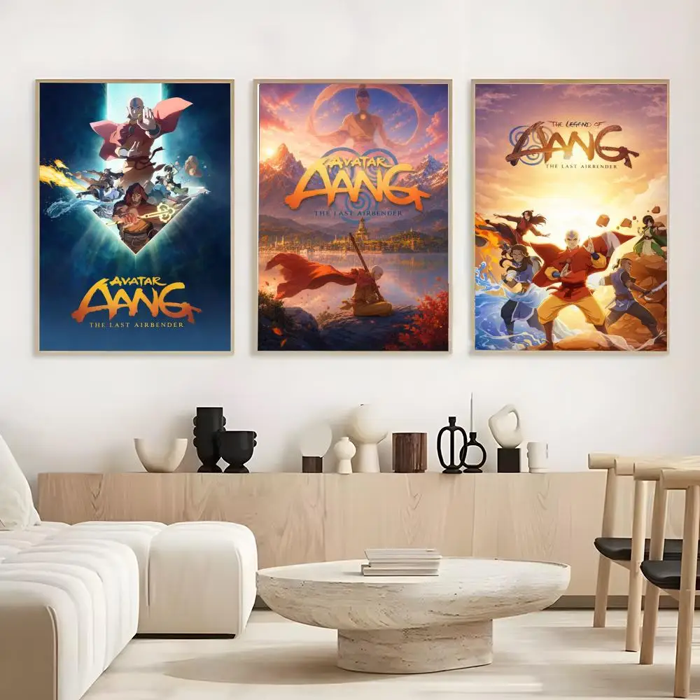 Cartoon A-Avatar Last A-Airbender Poster Frameless Poster Self-adhesive Art Waterproof Paper Sticker Coffee House Bar Room Wall