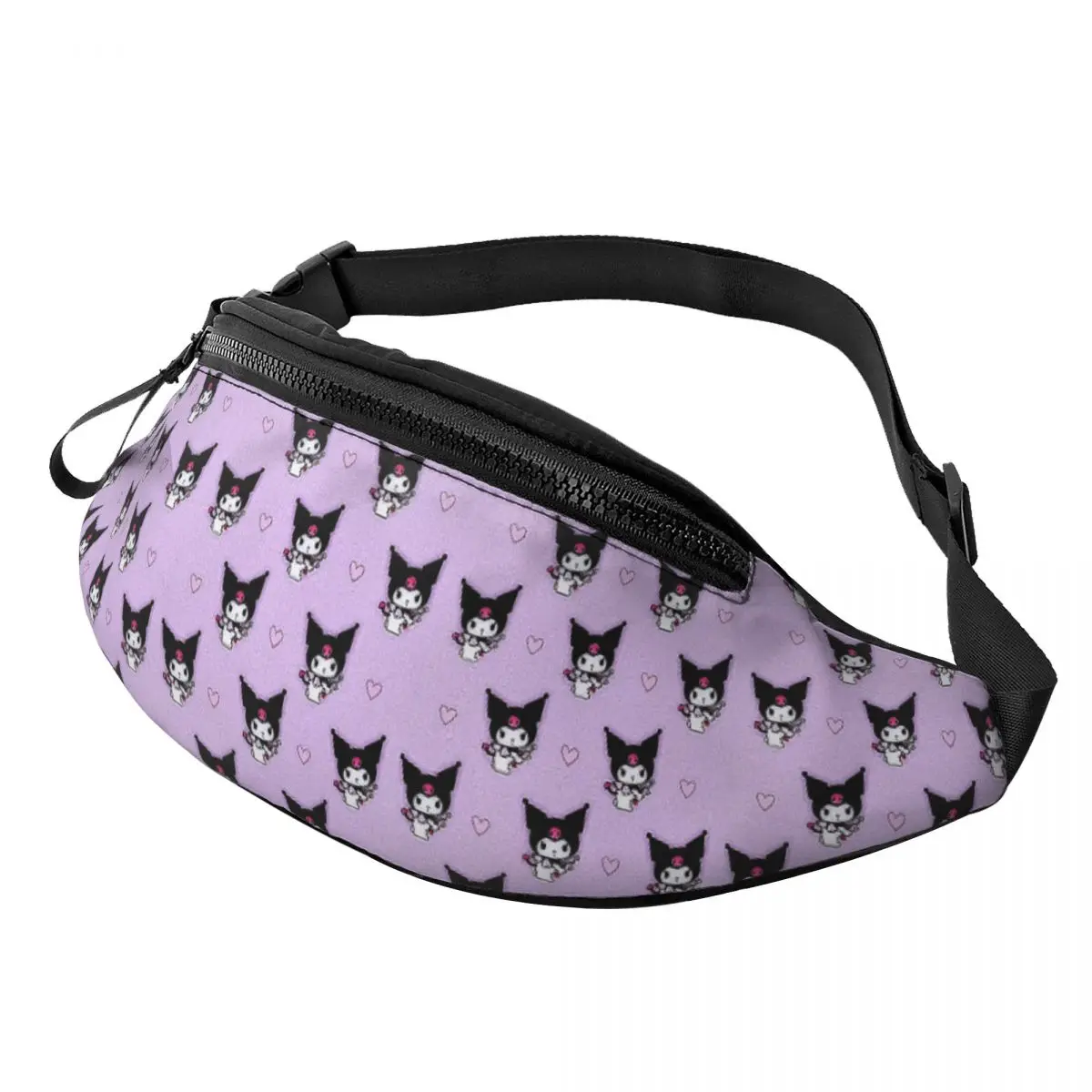 

Custom Cute Kuromi Anime Fanny Pack Men Women Crossbody Waist Bag for Running Phone Money Pouch